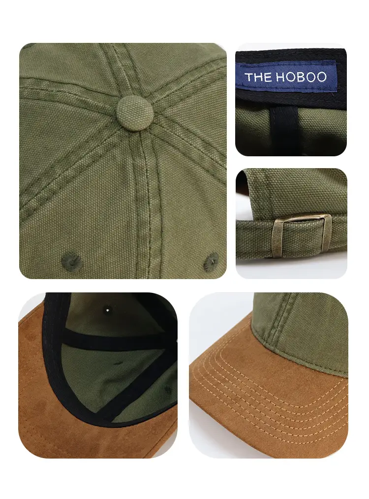 Japanese Suede Patchwork Cap Women's Contrast Canvas Baseball Cap Men's Summer Soft Top Hat New Spring Style Hat — feature 9