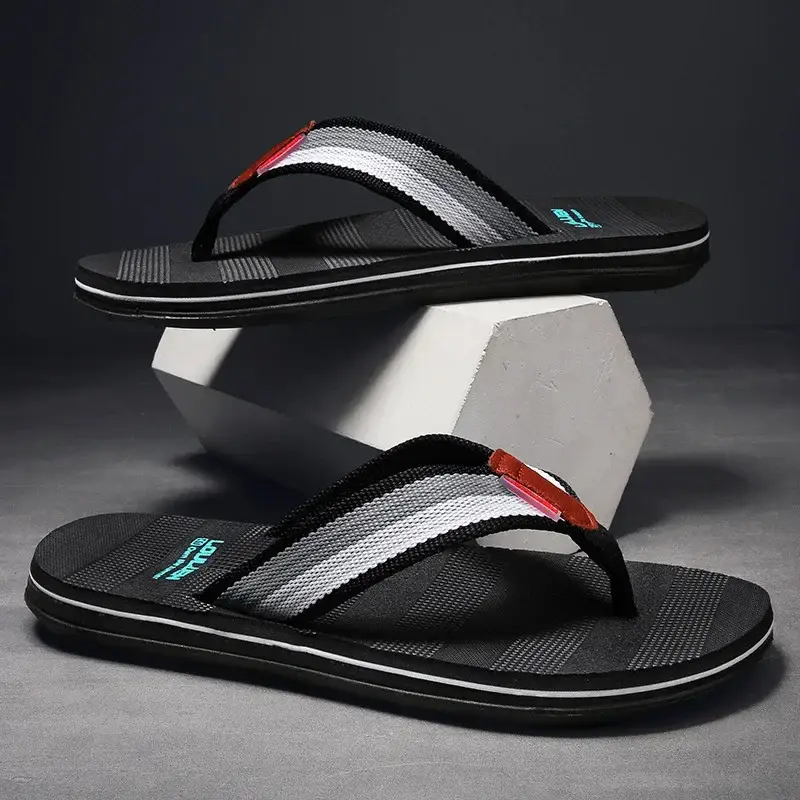 Men's 2024 Casual Beach Flip Flops Black - Image 2