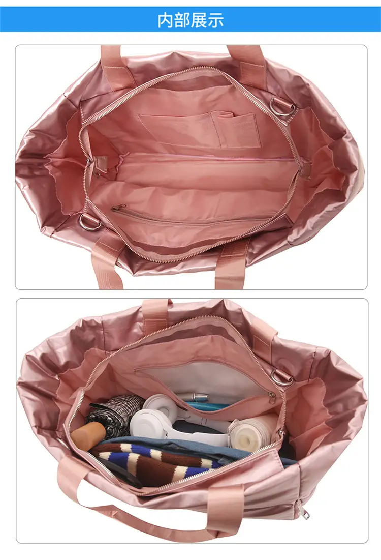 Pink Waterproof Travel Yoga Bag with Zip Pockets — feature 18