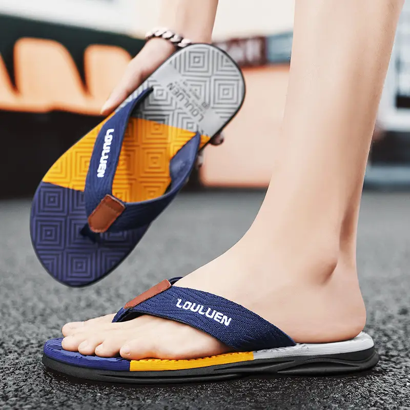 2024 Men Blue Yellow Louisuan Flip Flops - Image 13
