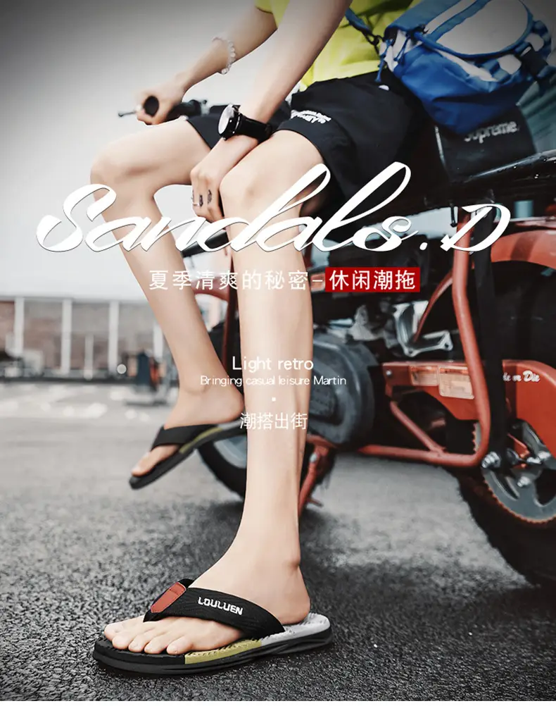 2024 Men Blue Yellow Louisuan Flip Flops — feature 1