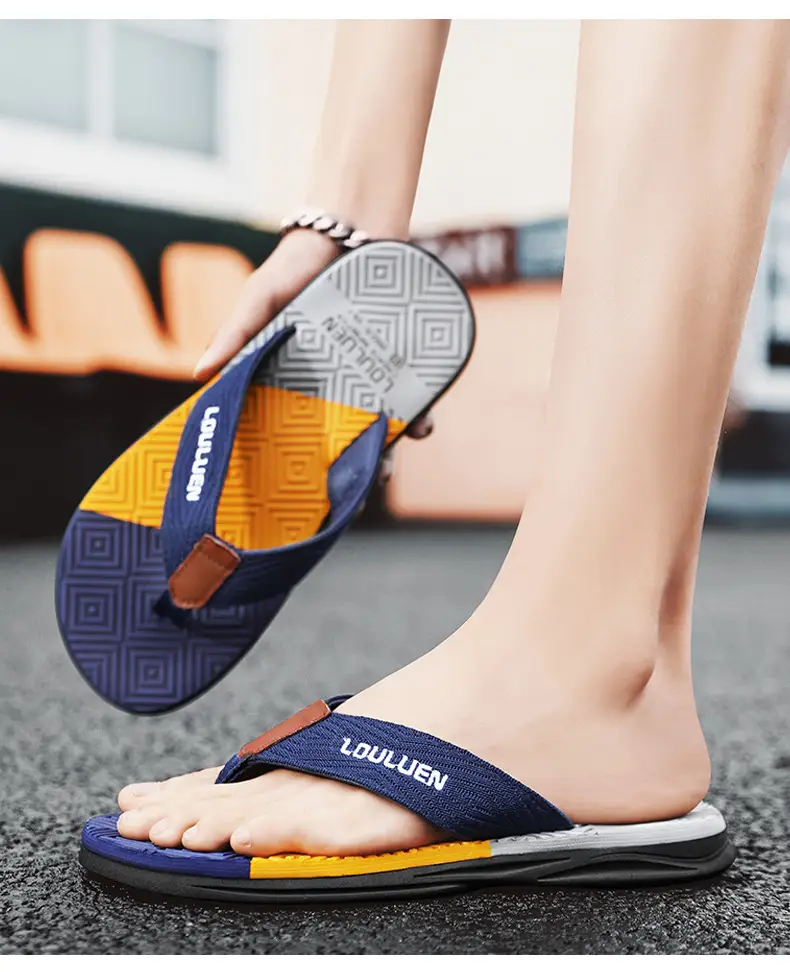 2024 Men Blue Yellow Louisuan Flip Flops — feature 11