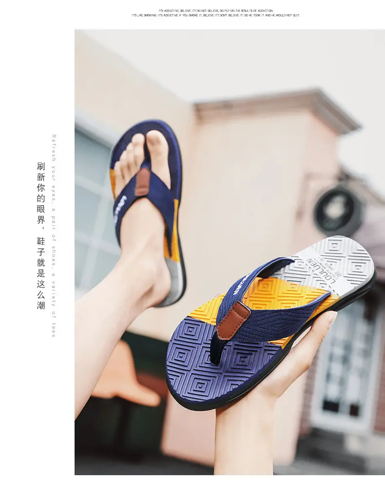 2024 Men Blue Yellow Louisuan Flip Flops — feature 12