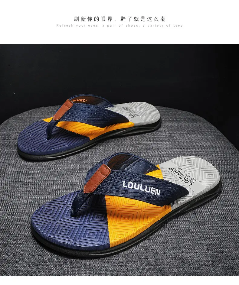 2024 Men Blue Yellow Louisuan Flip Flops — feature 17