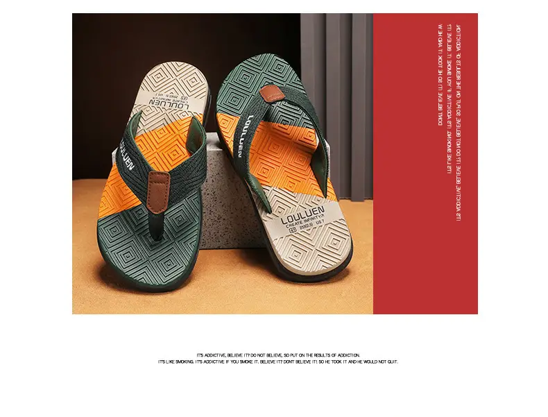 2024 Men Blue Yellow Louisuan Flip Flops — feature 2