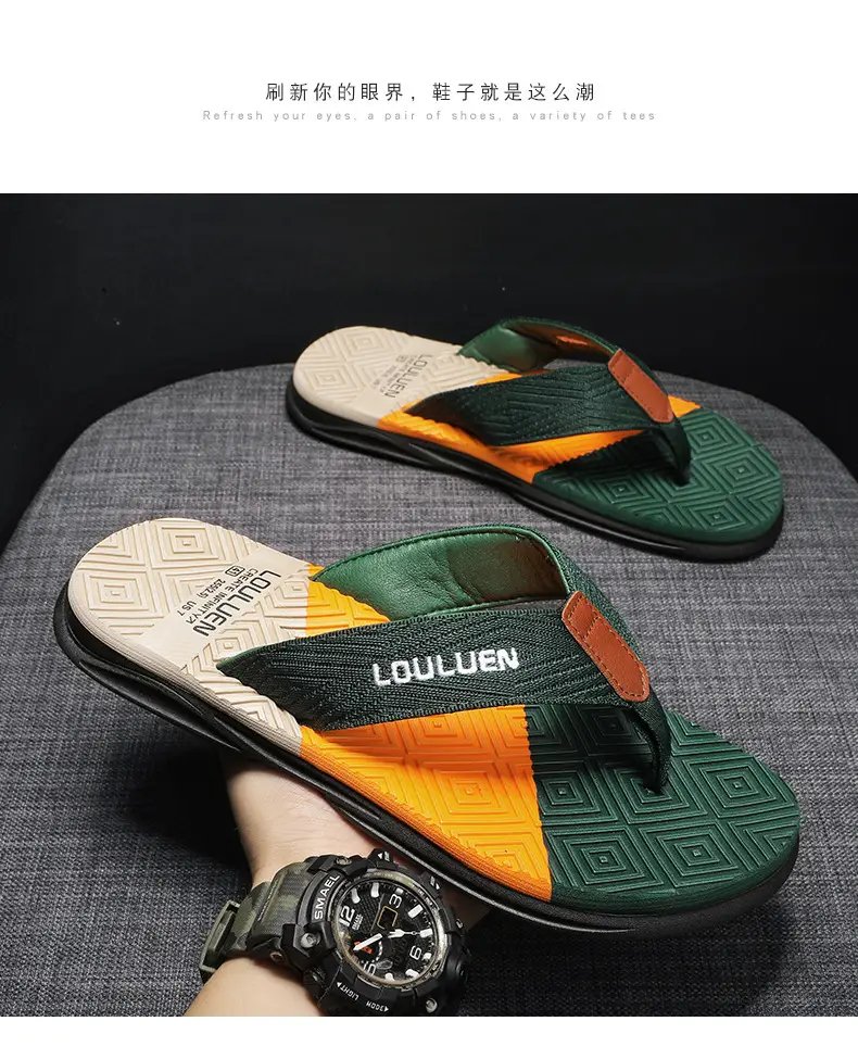 2024 Men Blue Yellow Louisuan Flip Flops — feature 20
