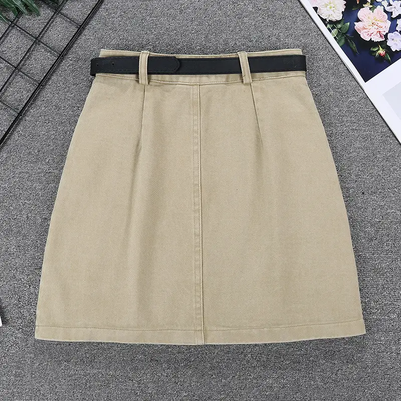 American Style Hot Girl Anti-Drain Short Skirt Beige — feature 11