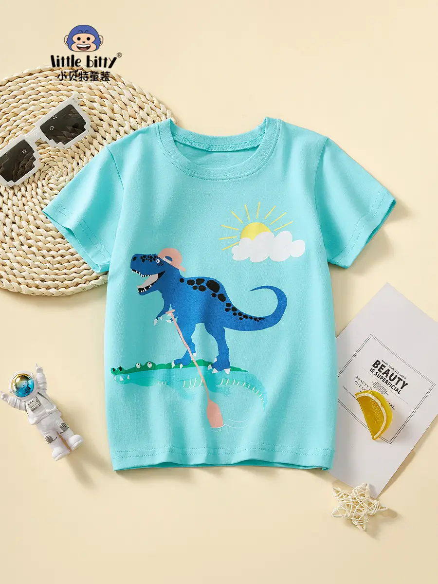 Blue Dinosaur Printed Kids T-Shirt 25 Summer Cool