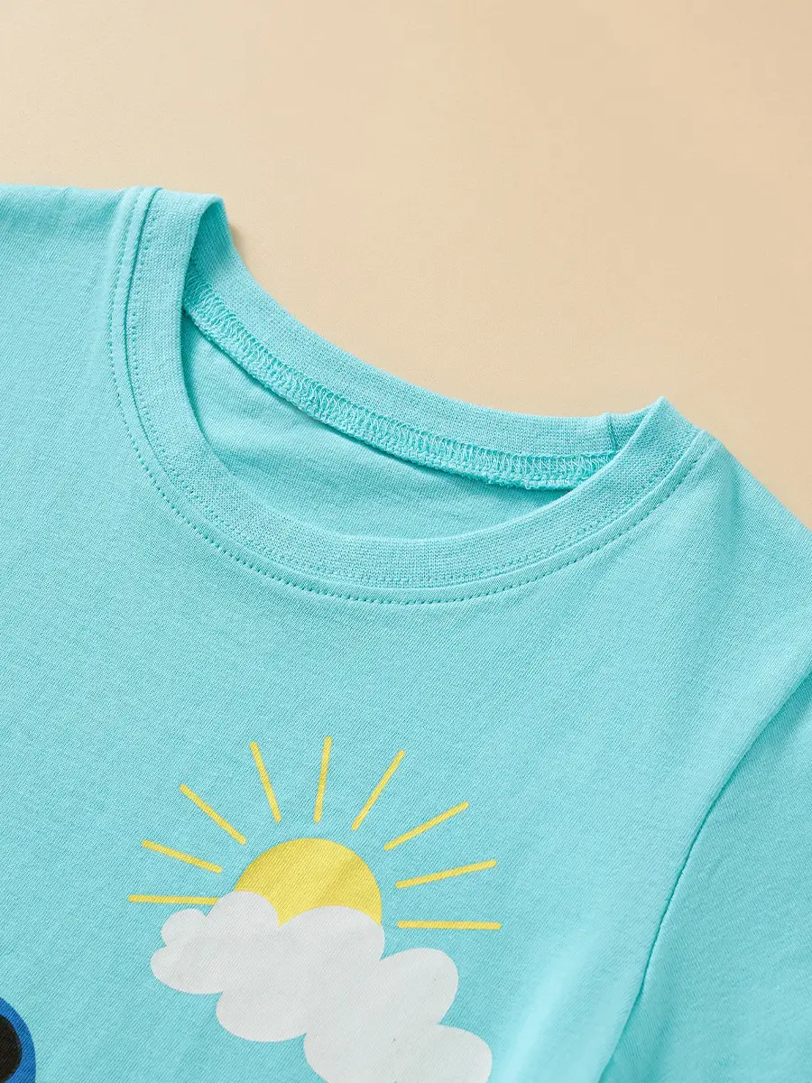 Blue Dinosaur Printed Kids T-Shirt 25 Summer Cool