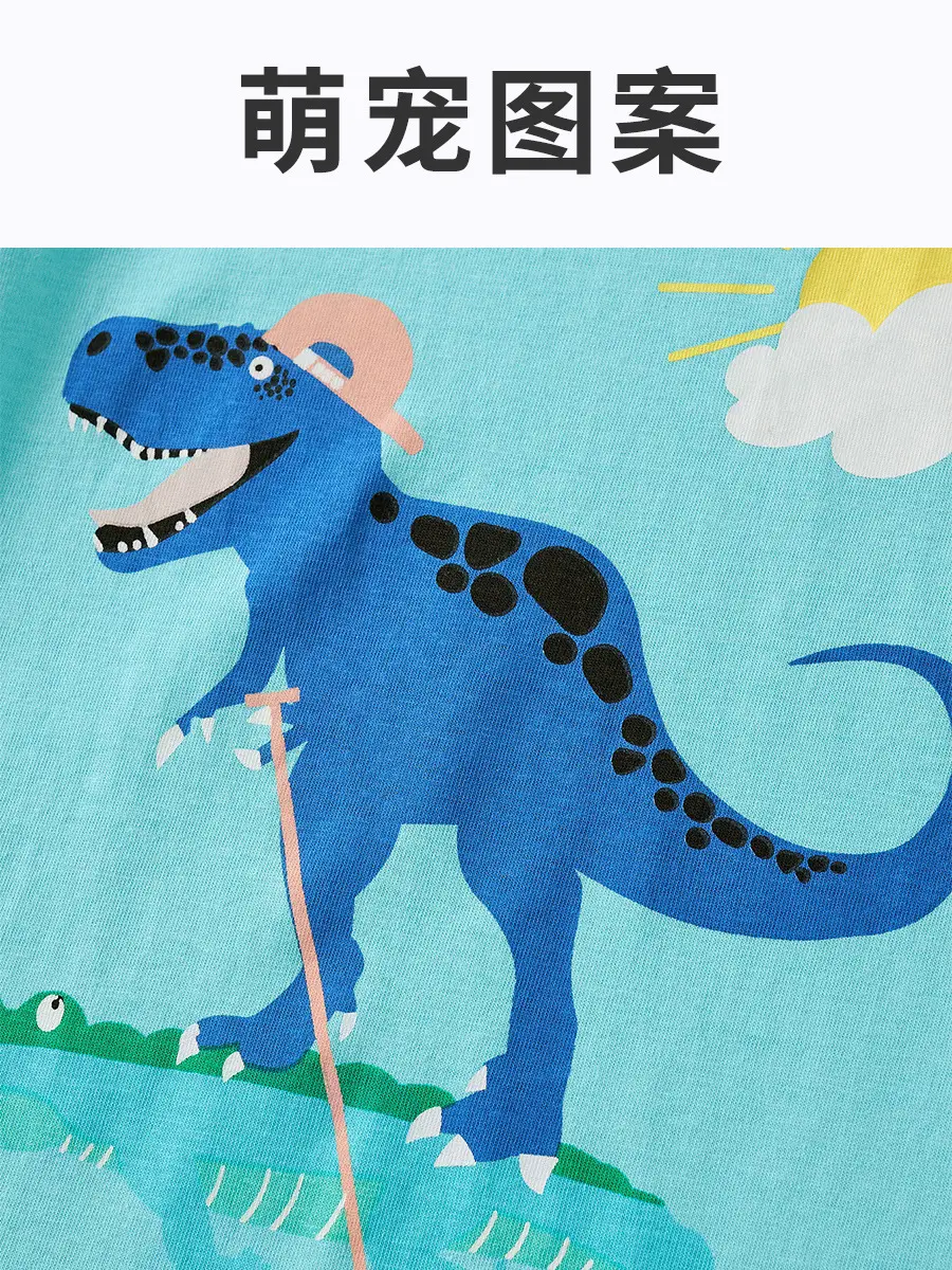 Blue Dinosaur Printed Kids T-Shirt 25 Summer Cool