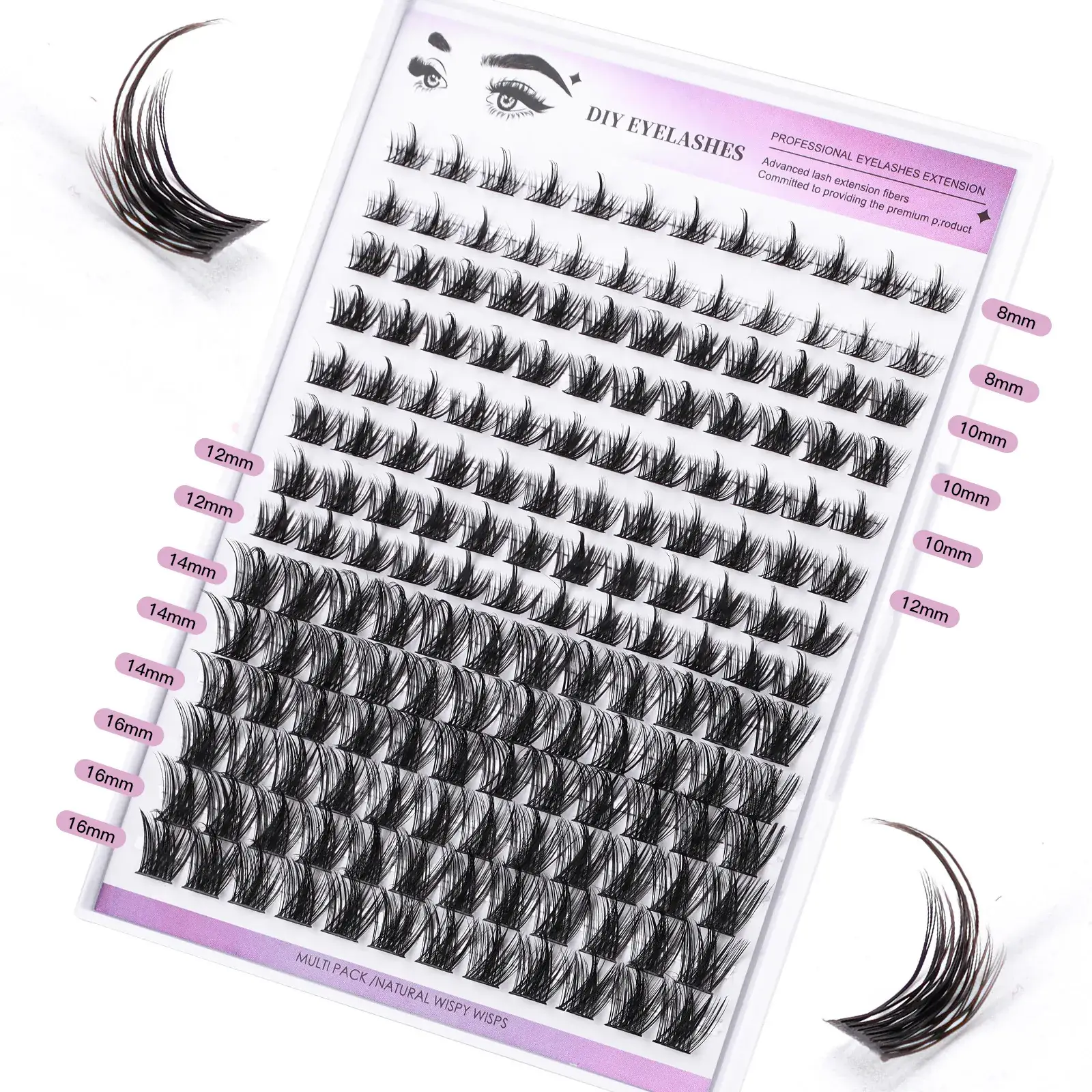 Cross-Border False Eyelashes 168 Clusters 8-16mm - Image 8
