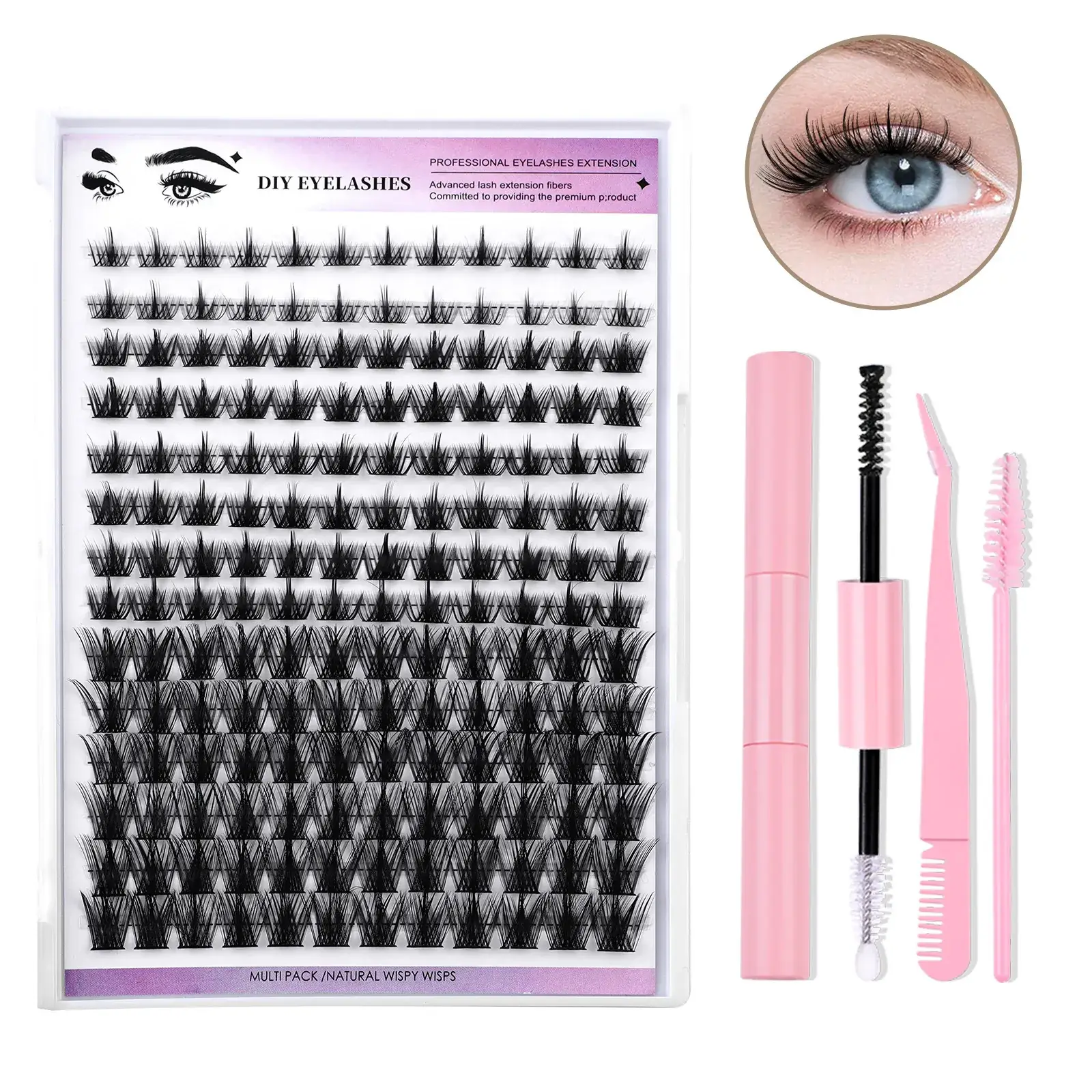 Cross-Border False Eyelashes 168 Clusters 8-16mm - Image 2