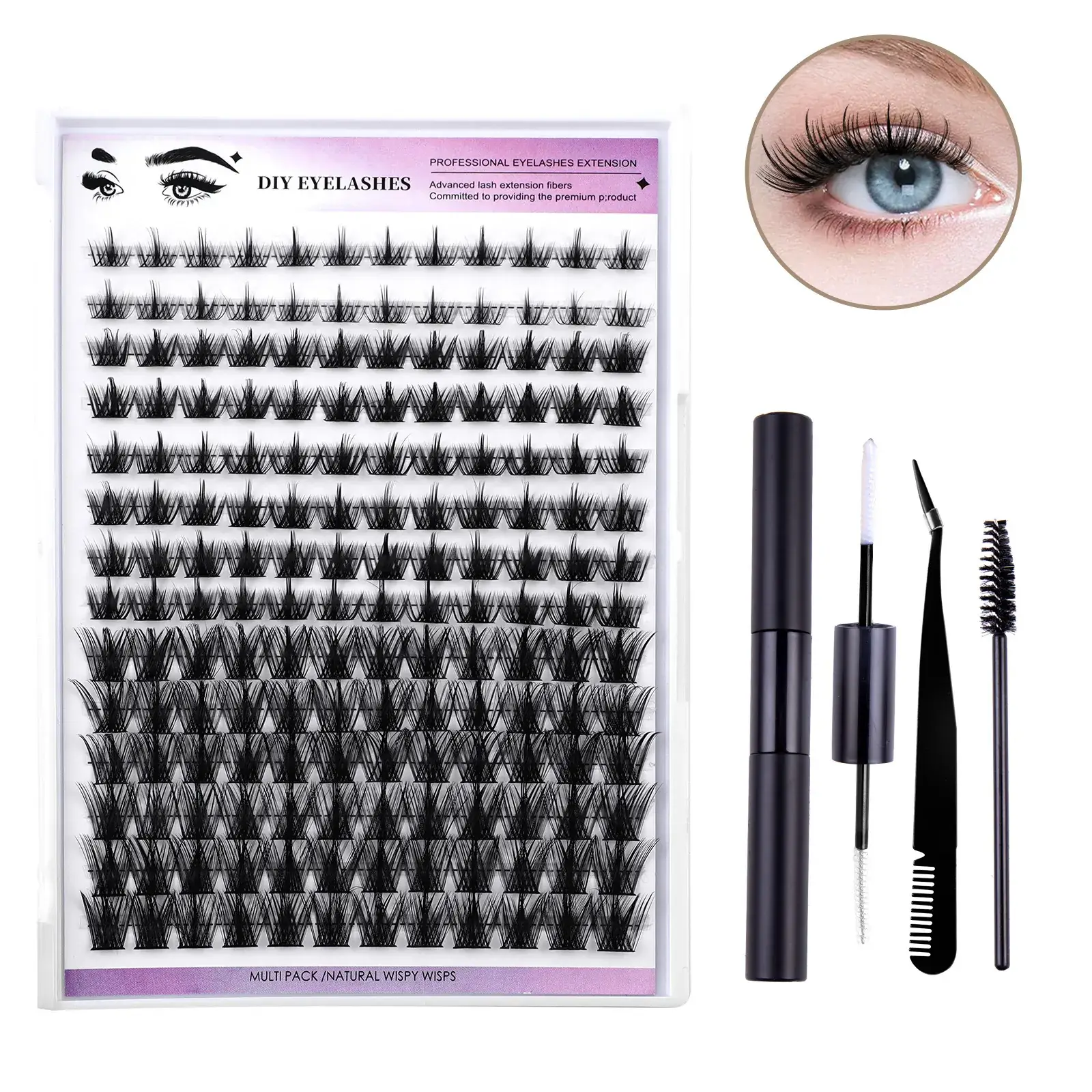 Cross-Border False Eyelashes 168 Clusters 8-16mm - Image 3