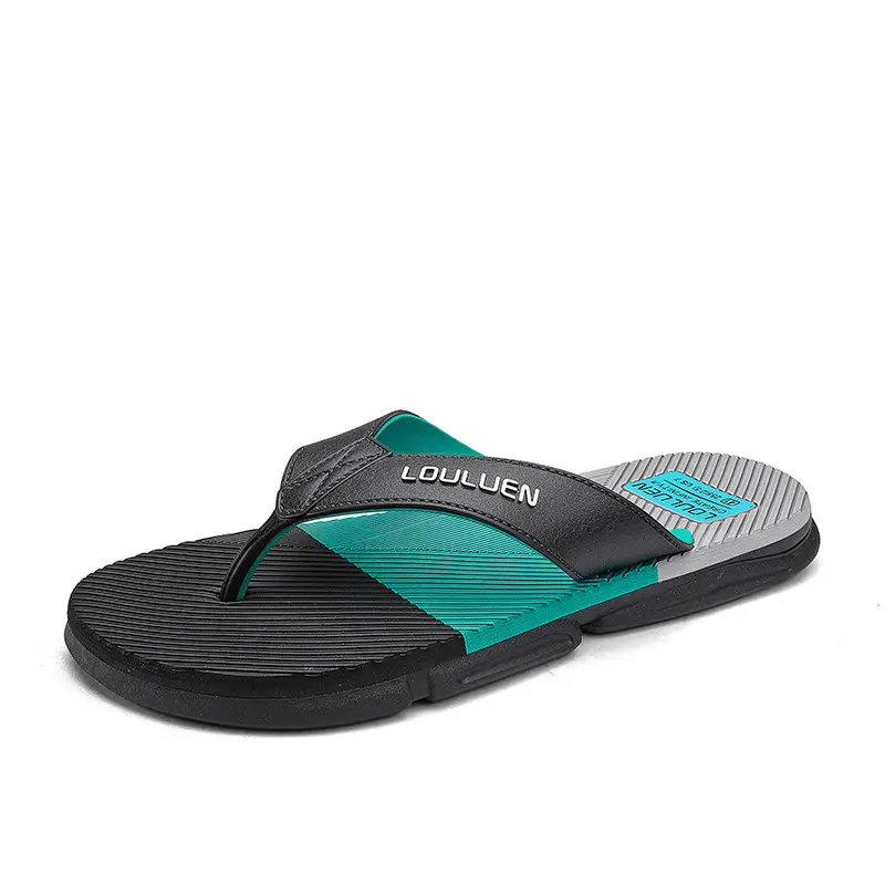 2024 Men's Teal Black Flip Flops Non-Slip Casual Sandals - Image 8
