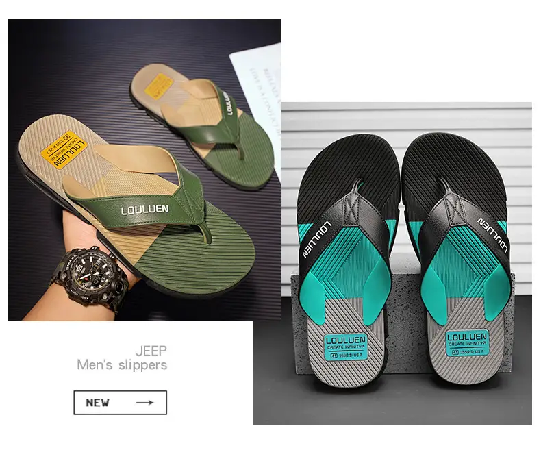 2024 Men's Teal Black Flip Flops Non-Slip Casual Sandals — feature 2