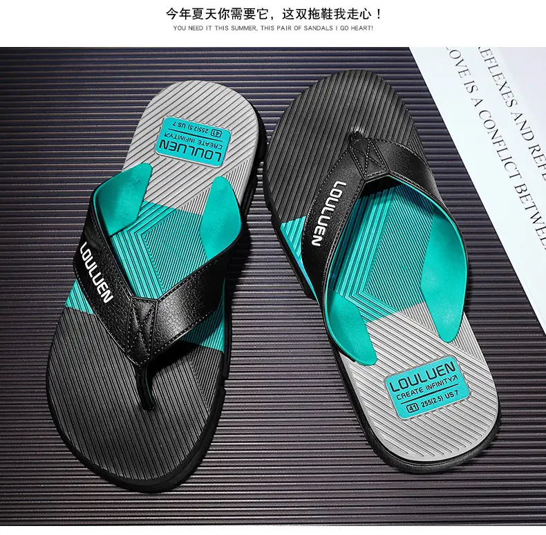 2024 Men's Teal Black Flip Flops Non-Slip Casual Sandals — feature 6