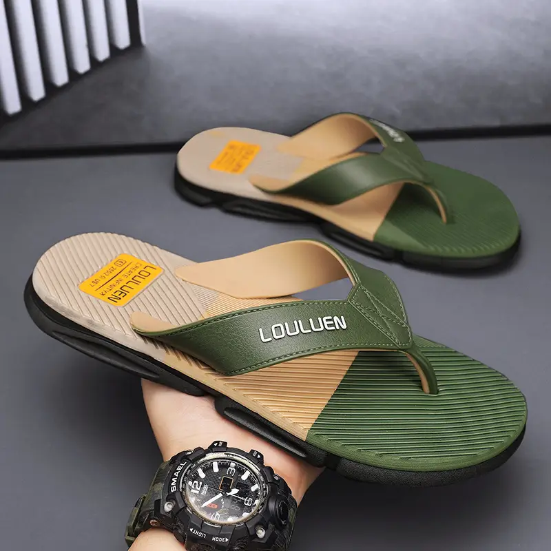 2024 Men's Teal Black Flip Flops Non-Slip Casual Sandals - Image 2