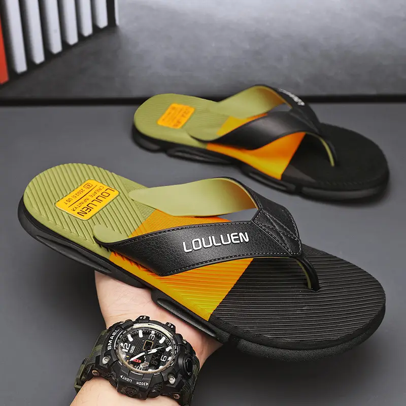 2024 Men's Teal Black Flip Flops Non-Slip Casual Sandals - Image 3