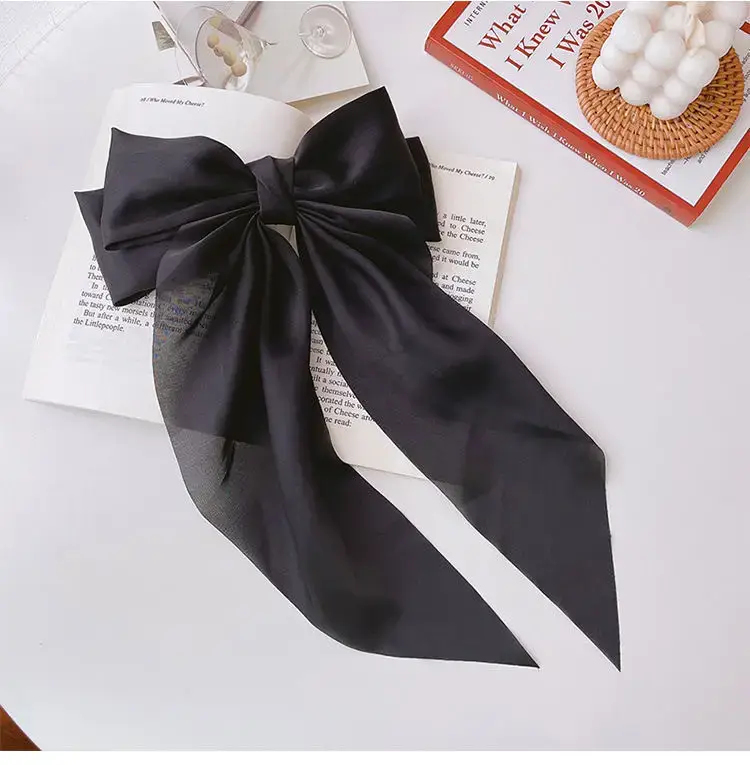 Satin Long Bow Hairpin for Women Yellow — feature 26