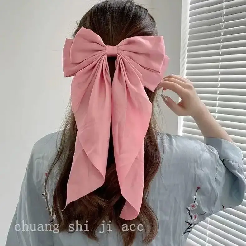 Satin Long Bow Hairpin for Women Yellow — feature 27