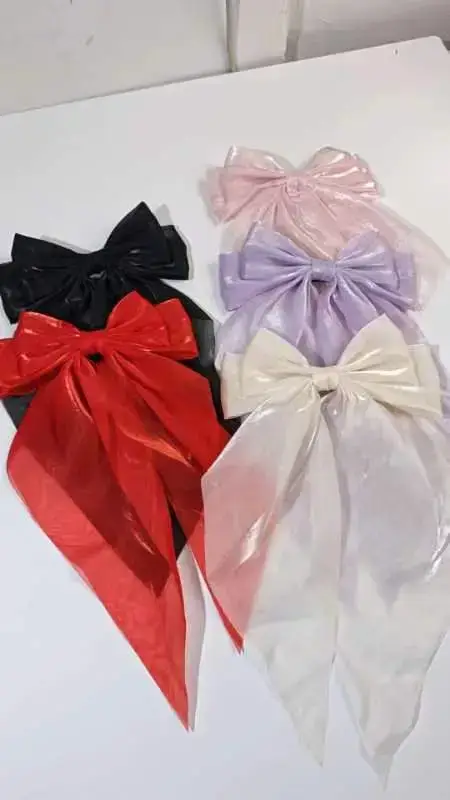 Satin Long Bow Hairpin for Women Yellow — feature 3