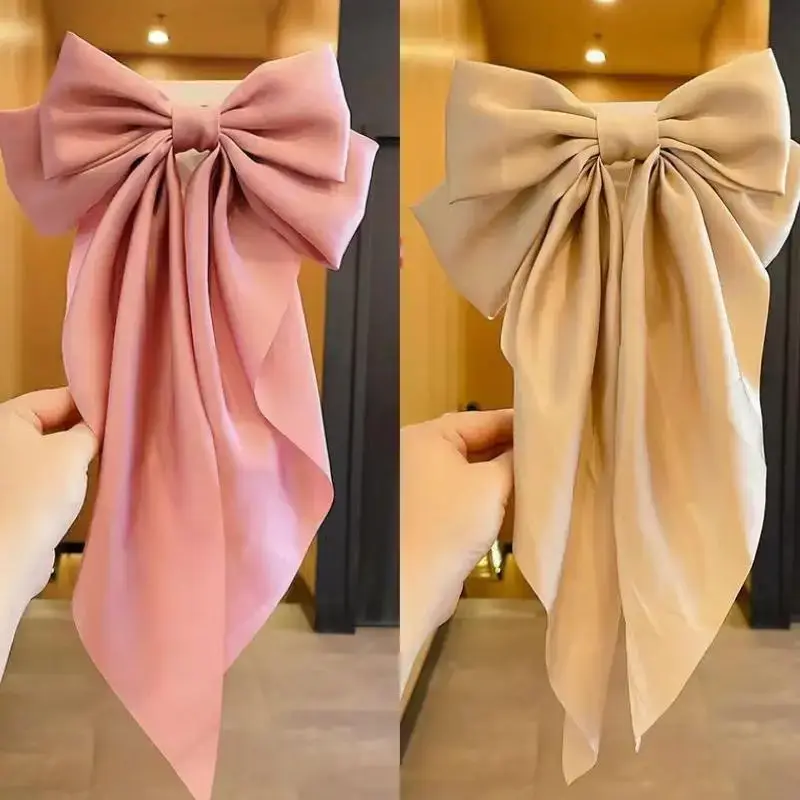 Satin Long Bow Hairpin for Women Yellow — feature 36