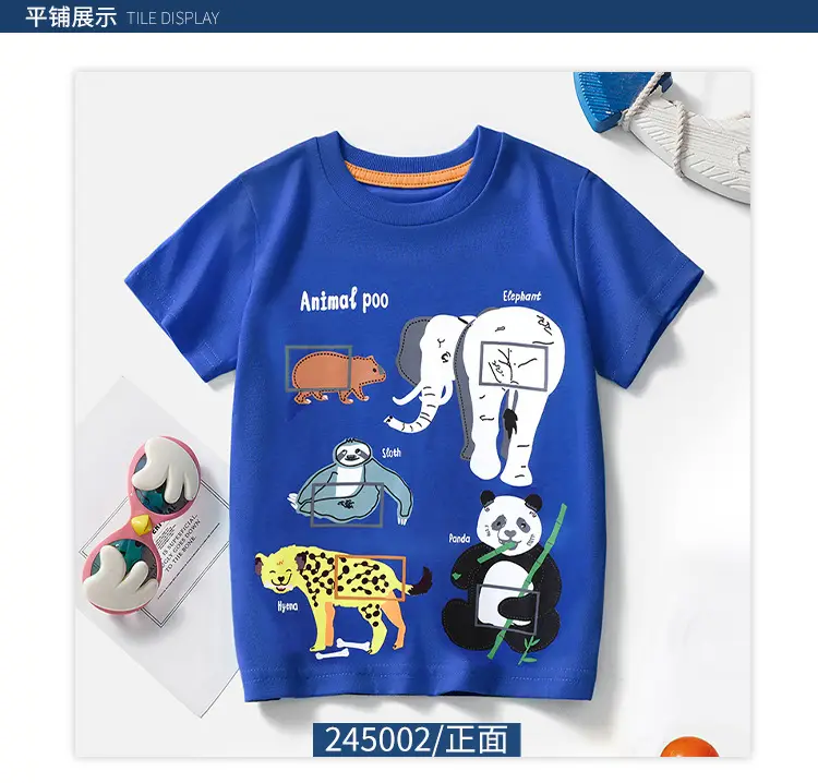 Blue Cartoon Elephant Kids T-Shirt 2025 Summer — feature 7