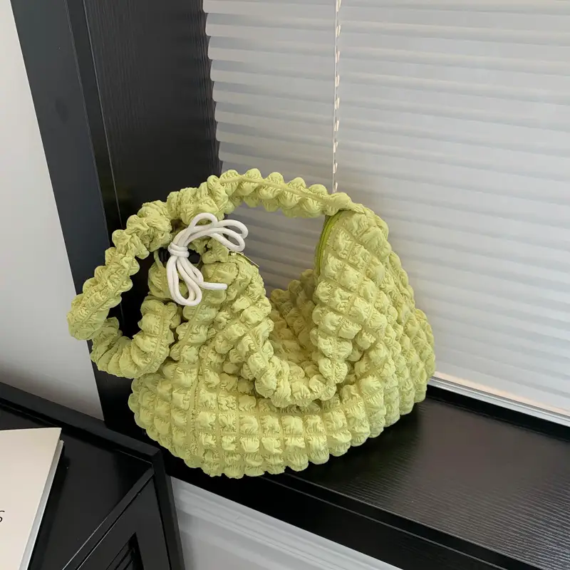 Korean Style Pleated Shoulder Bag White 2024 - Image 5