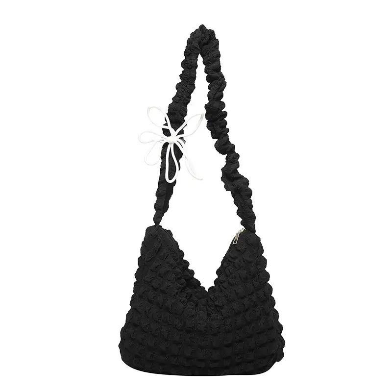 Korean Style Pleated Shoulder Bag White 2024 - Image 9