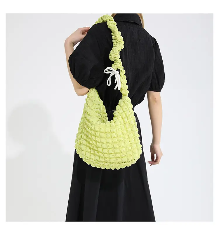Korean Style Pleated Shoulder Bag White 2024 — feature 10