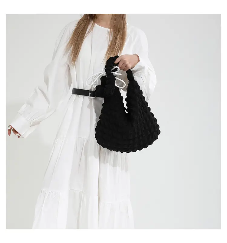 Korean Style Pleated Shoulder Bag White 2024 — feature 13