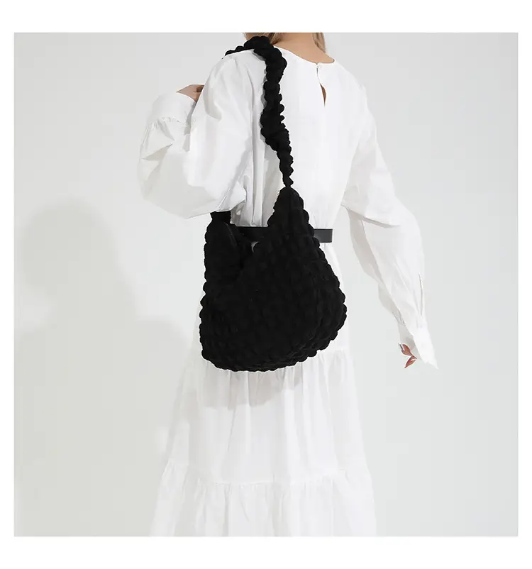 Korean Style Pleated Shoulder Bag White 2024 — feature 14