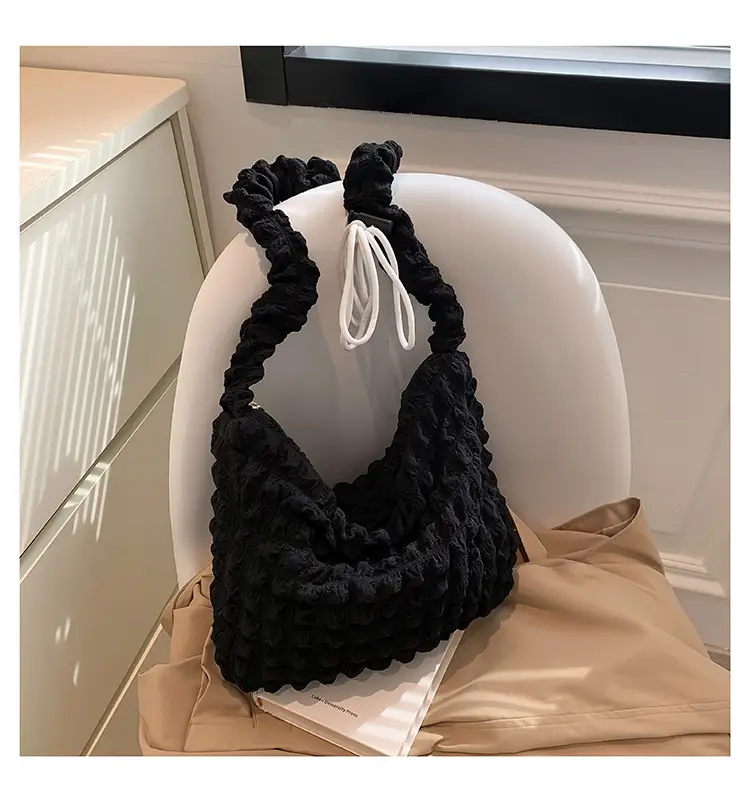 Korean Style Pleated Shoulder Bag White 2024 — feature 19