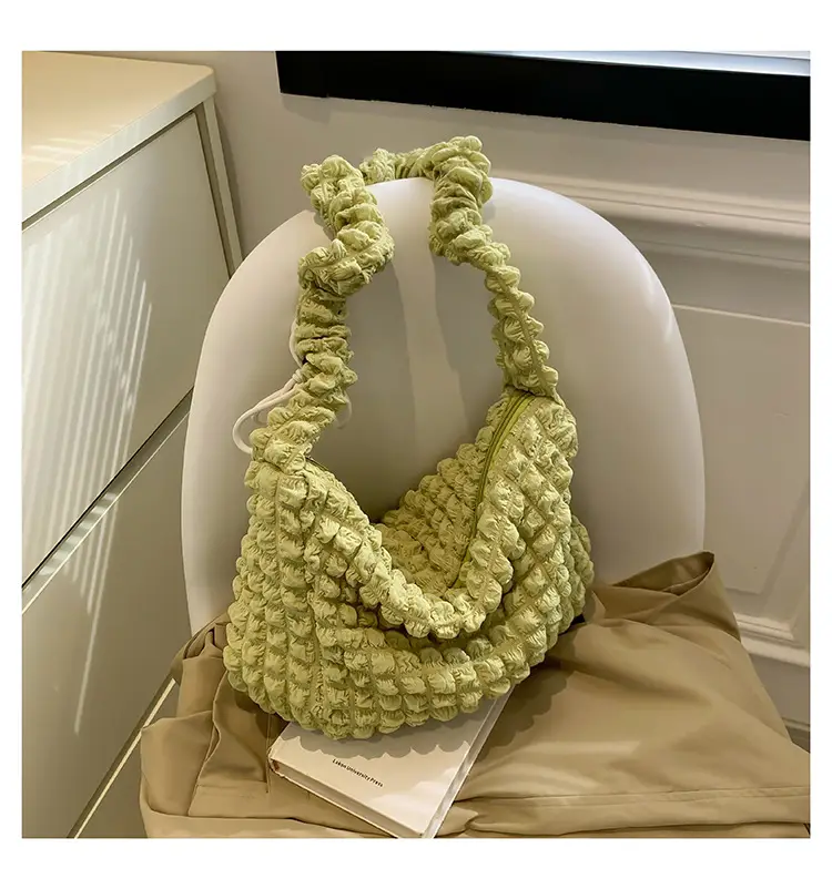 Korean Style Pleated Shoulder Bag White 2024 — feature 22