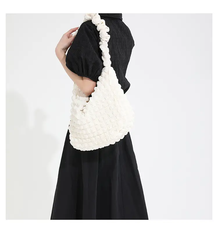 Korean Style Pleated Shoulder Bag White 2024 — feature 7