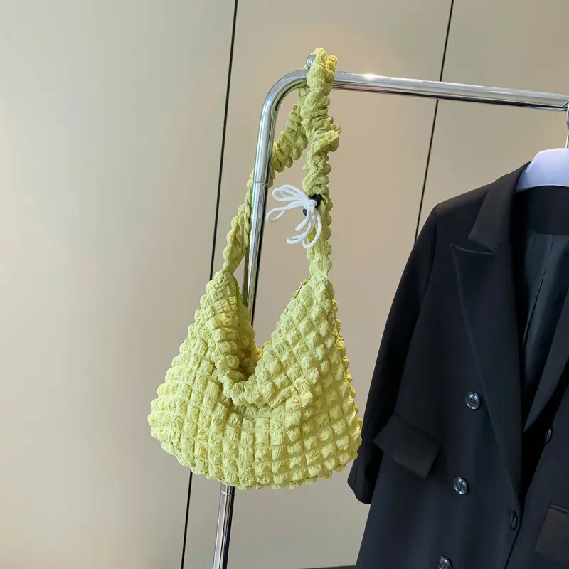 Korean Style Pleated Shoulder Bag White 2024 - Image 3