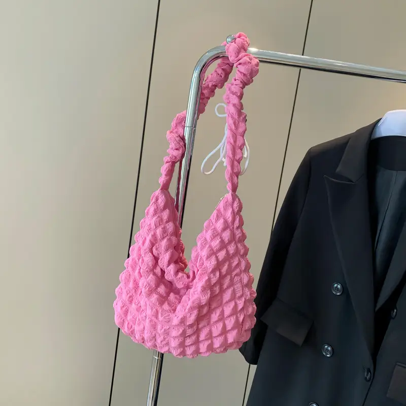 Korean Style Pleated Shoulder Bag White 2024 - Image 4