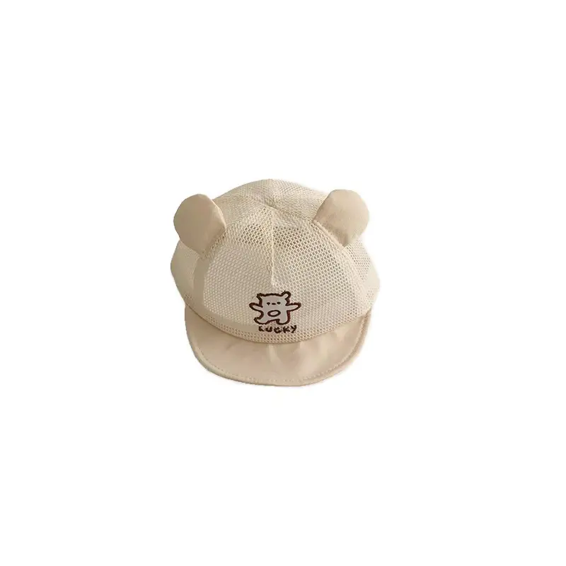 Baby Bear Cap Beige Mesh Sunshade for Girls - Image 6