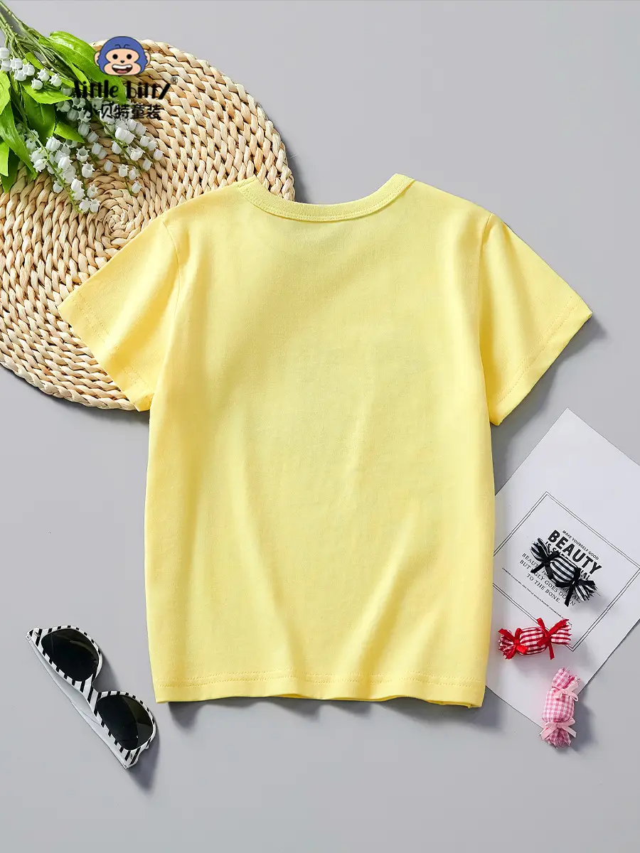Children's Yellow Short Sleeve T-Shirt Summer Casual Wear - Image 2