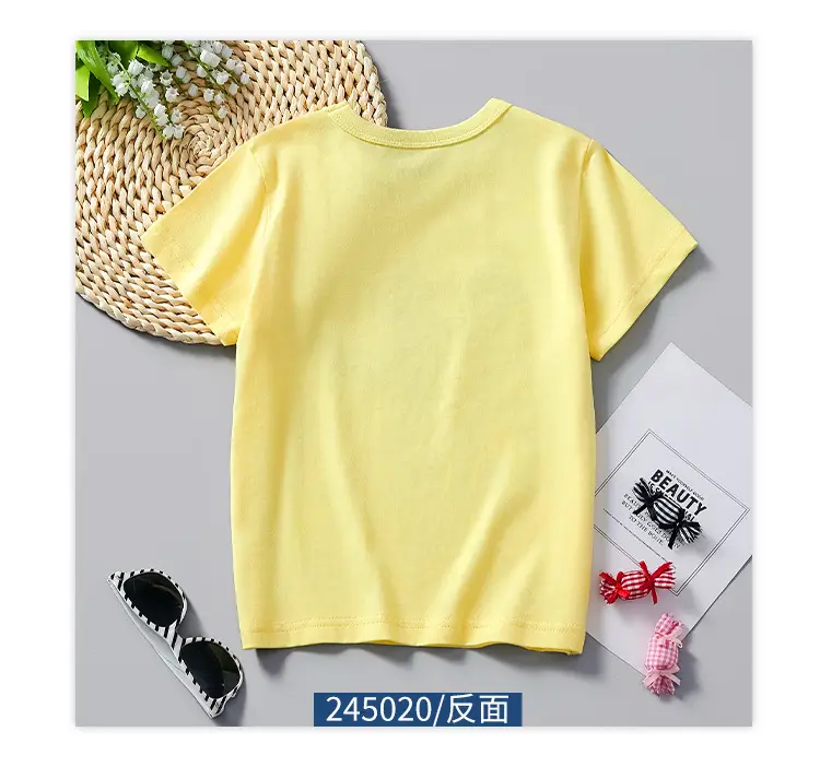 Children's Yellow Short Sleeve T-Shirt Summer Casual Wear — feature 8