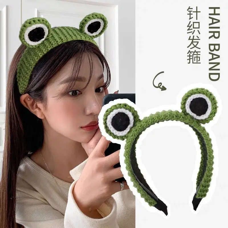 Cute Cartoon Wool Frog Headband with Big Eyes