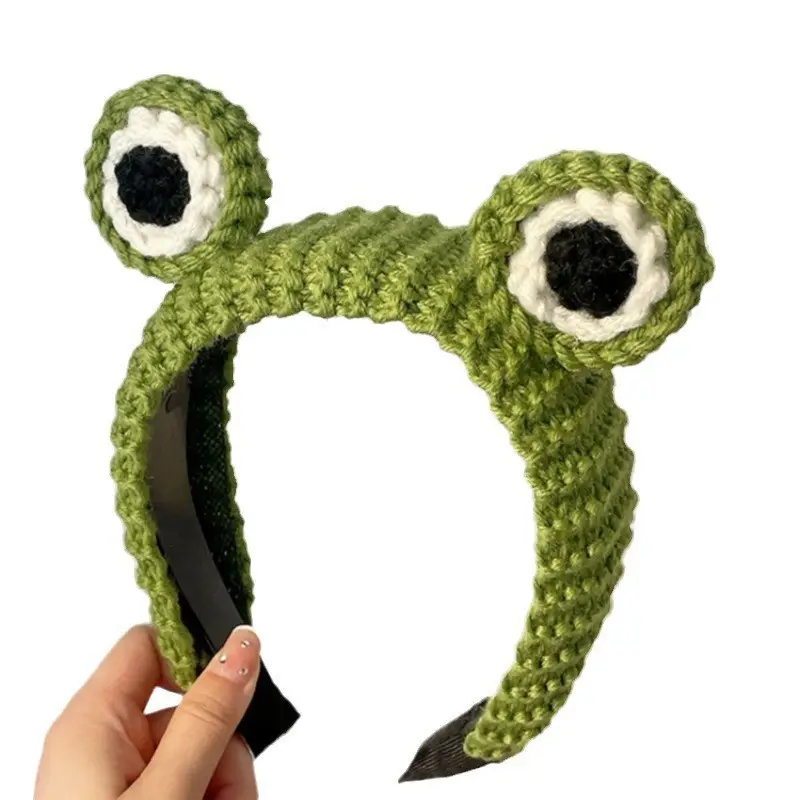 Cute Cartoon Wool Frog Headband with Big Eyes