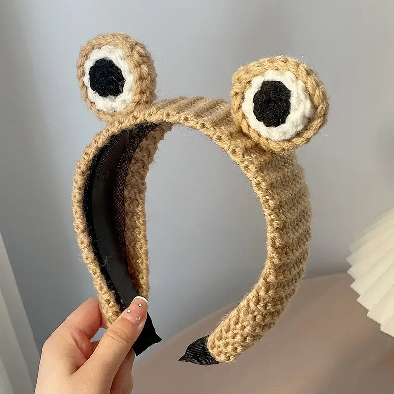 Cute Cartoon Wool Frog Headband with Big Eyes