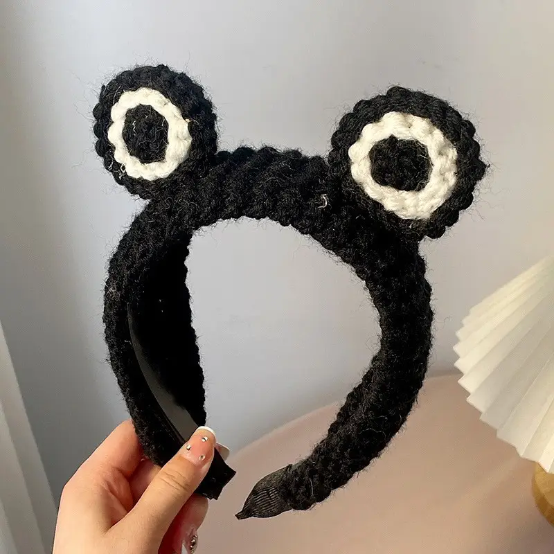 Cute Cartoon Wool Frog Headband with Big Eyes