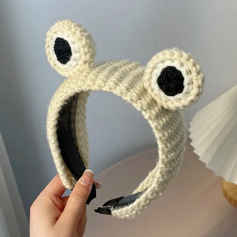 Cute Cartoon Wool Frog Headband with Big Eyes