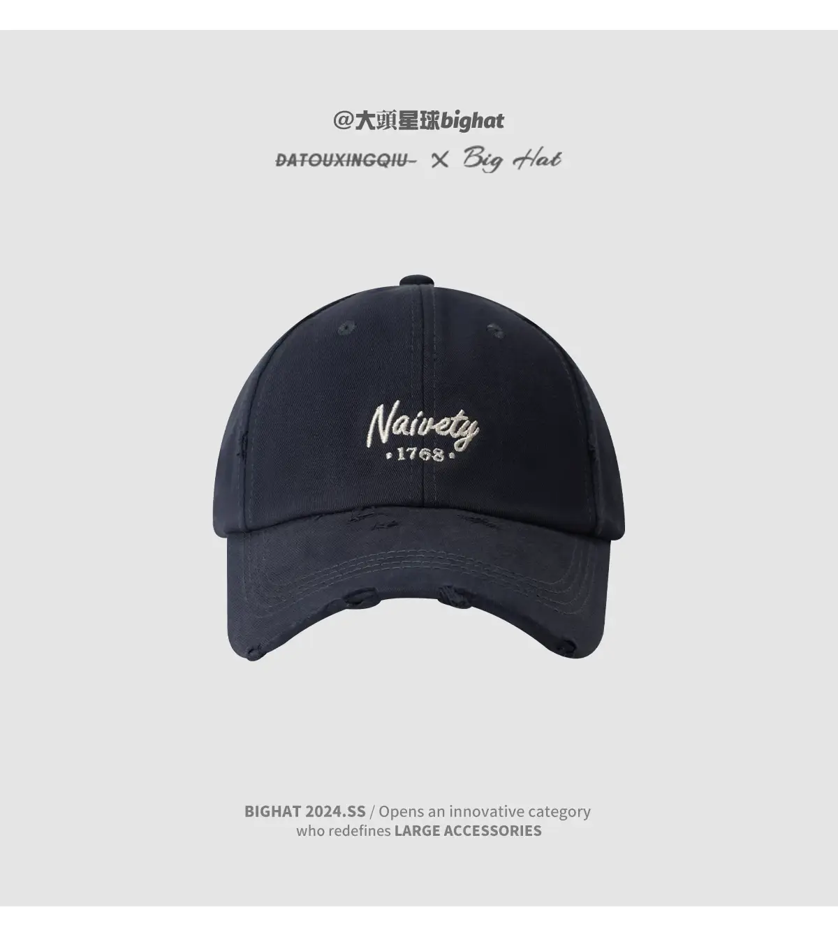 Black Big Head Baseball Cap with "Nevera" Embroidery — feature 11