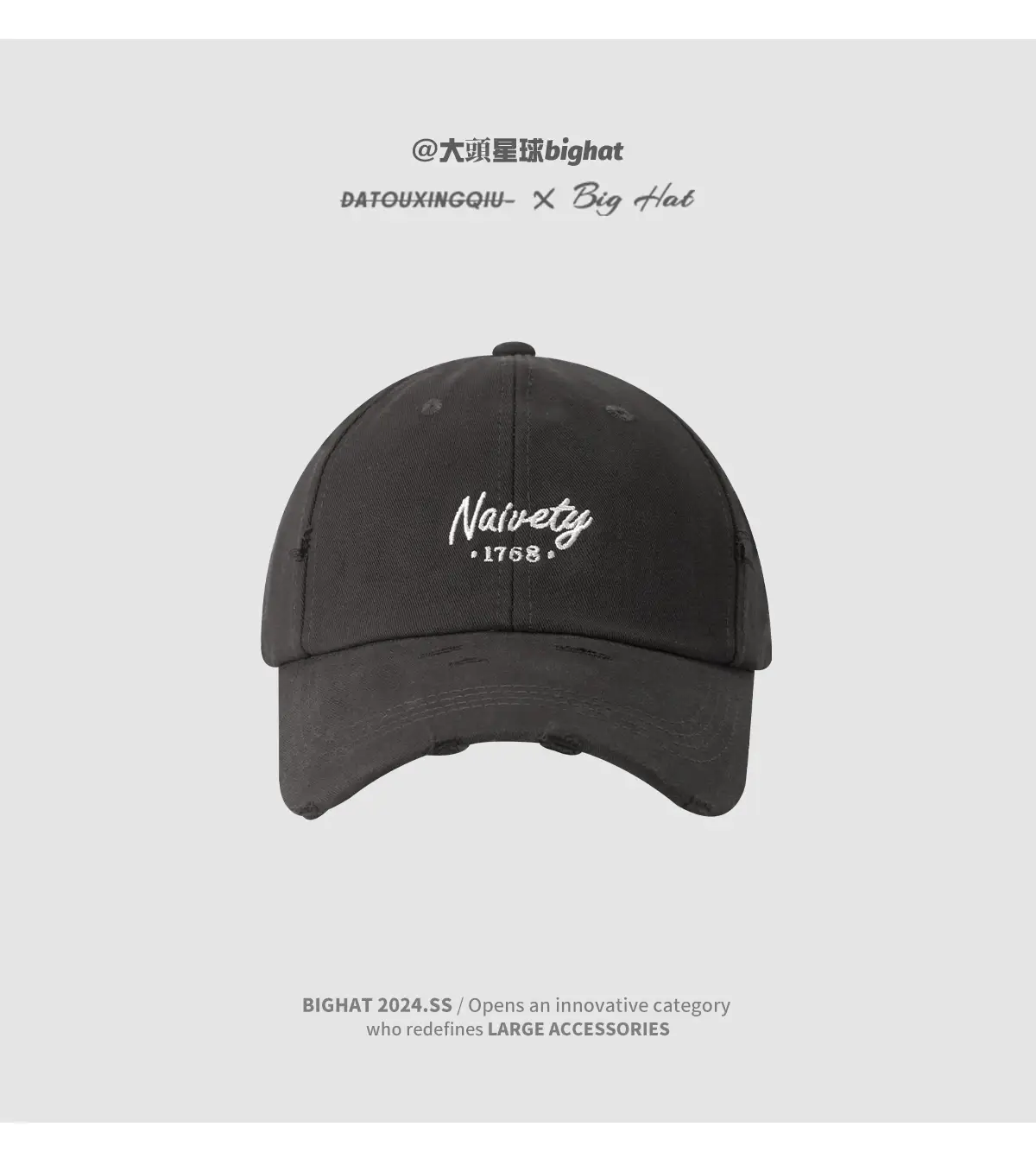 Black Big Head Baseball Cap with "Nevera" Embroidery — feature 12