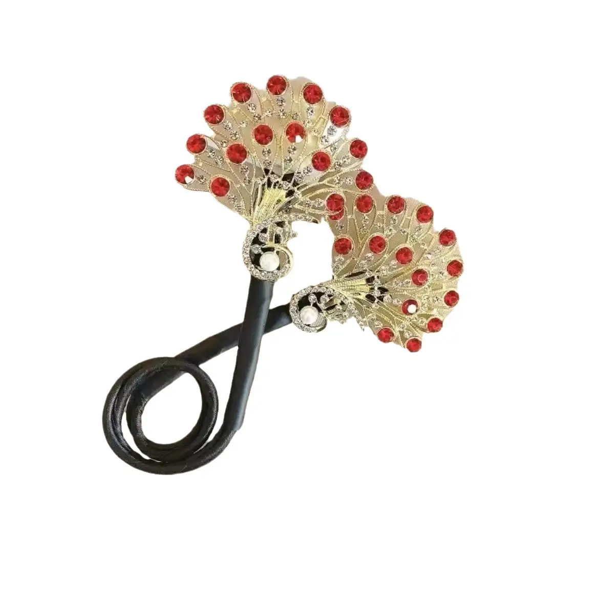 Vintage Peacock Hairpin with Blue Crystal Flower Design