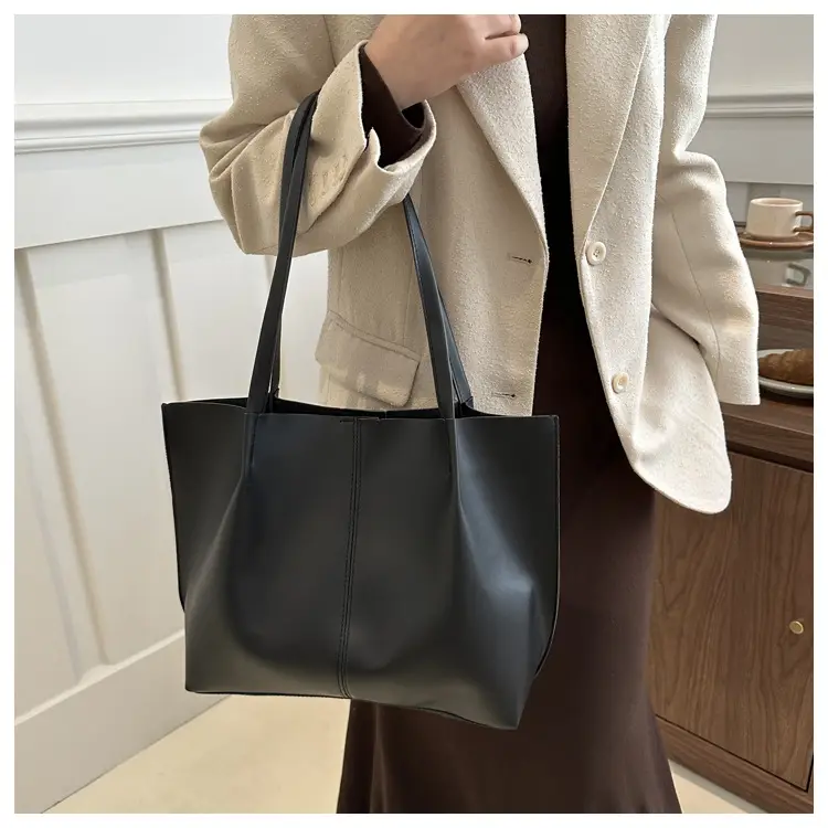 Women's Korean Style Large Shoulder Bag Brown PU — feature 14