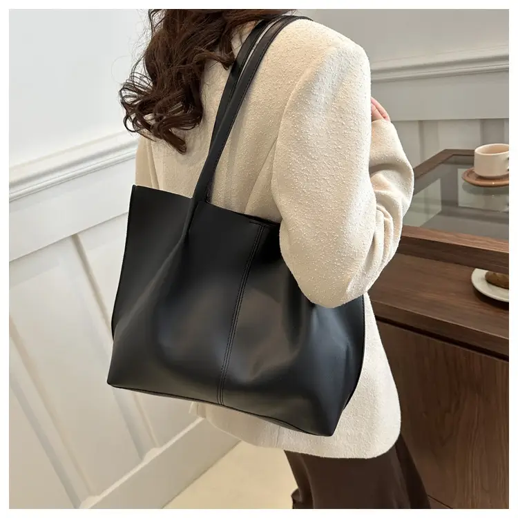 Women's Korean Style Large Shoulder Bag Brown PU — feature 15